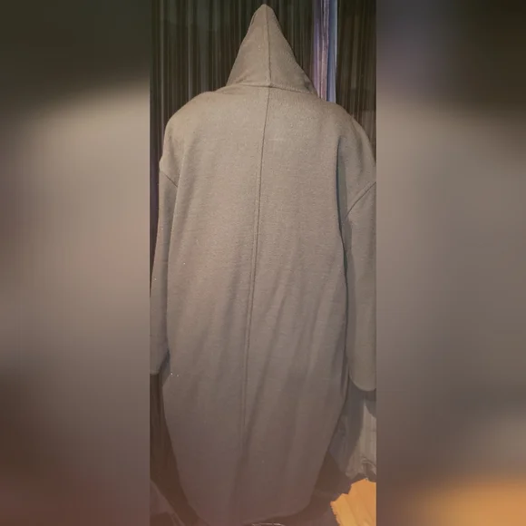 Vtg. Donna Karan 100% pure double sided wool knit shoulder pads cardigan coat L - Picture 8 of 16